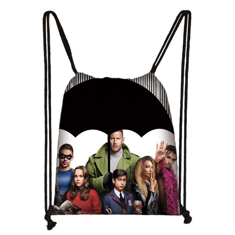 The Umbrella Academy-mochila con cordón 3D para niños y niñas, morral estampado, informal, de uso diario: 006