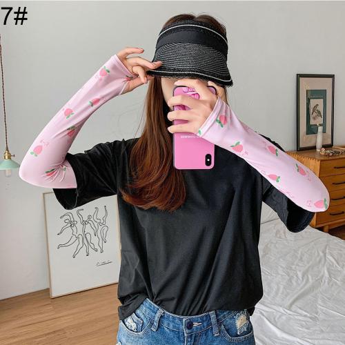 2pcs Summer Arm Sleeves for Women Printed Arm Compression Sleeves Armwarmer Outdoor Sun Block Fingerless Gloves Arm Sleeves: 7