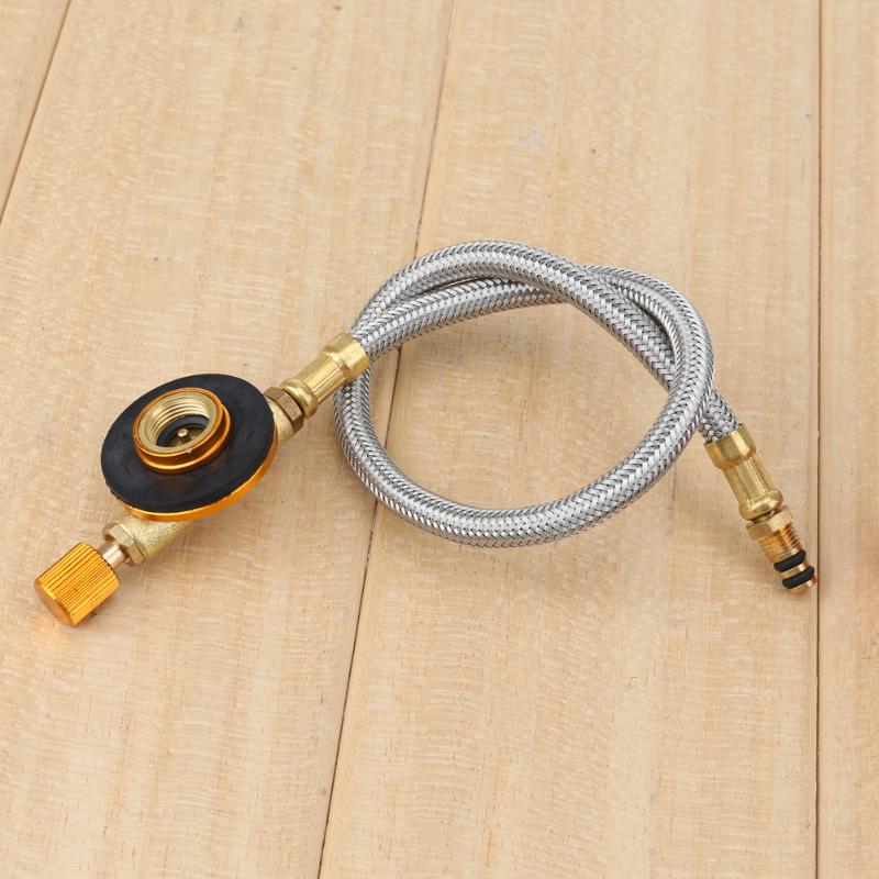 Adaptador de manguera trenzada para cocina de acampada al aire libre, estufa de Gas quemador de, Conector de horno, válvula de tanque de Gas para cocina de acampada