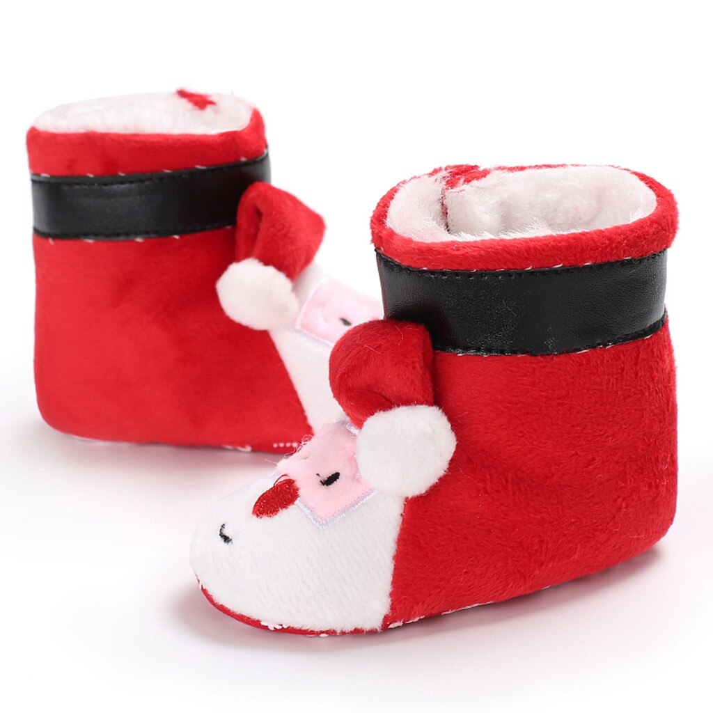 Kerst Baby Schoenen Kids Meisjes Jongens Firstwalk Flock Winter Warm Snowboots Zachte Bodem Antislip Katoen Buty Niemowlece hooler