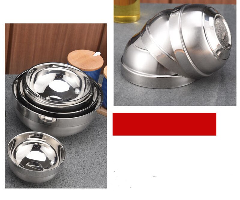 2 Pcs Eco-Friendly Bowl Classic Anti-Rust Stainless Steel Smooth Rolled Edge Resistant Safe Kids Children Bowl Soup Bowl