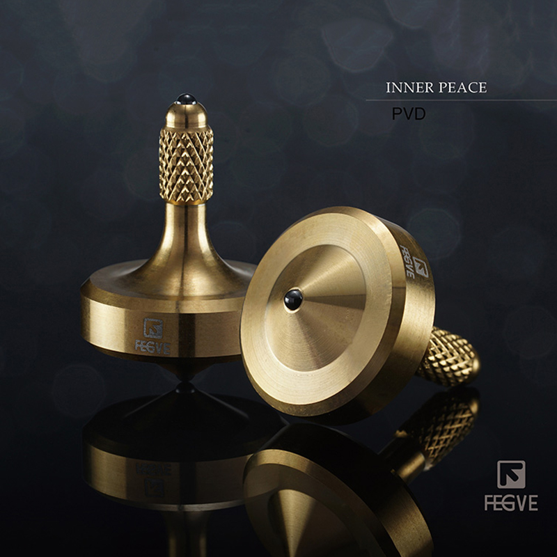 Fegve mini gyro fidget spinner håndspinner rustfrit stål metal keramiske perler sort guld sølv gyro legetøj  fg35: Guld