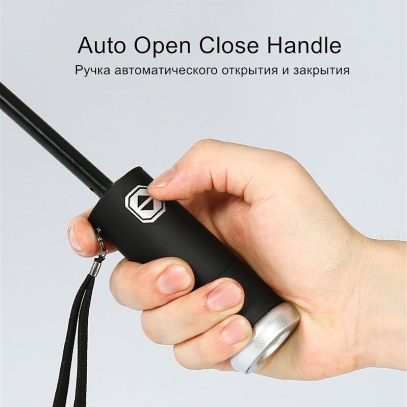 3- fold omvendt automatisk paraplyvogn klar paraply regn parasol til kvinder led lys reflekterende strimmel folde solrig paraply