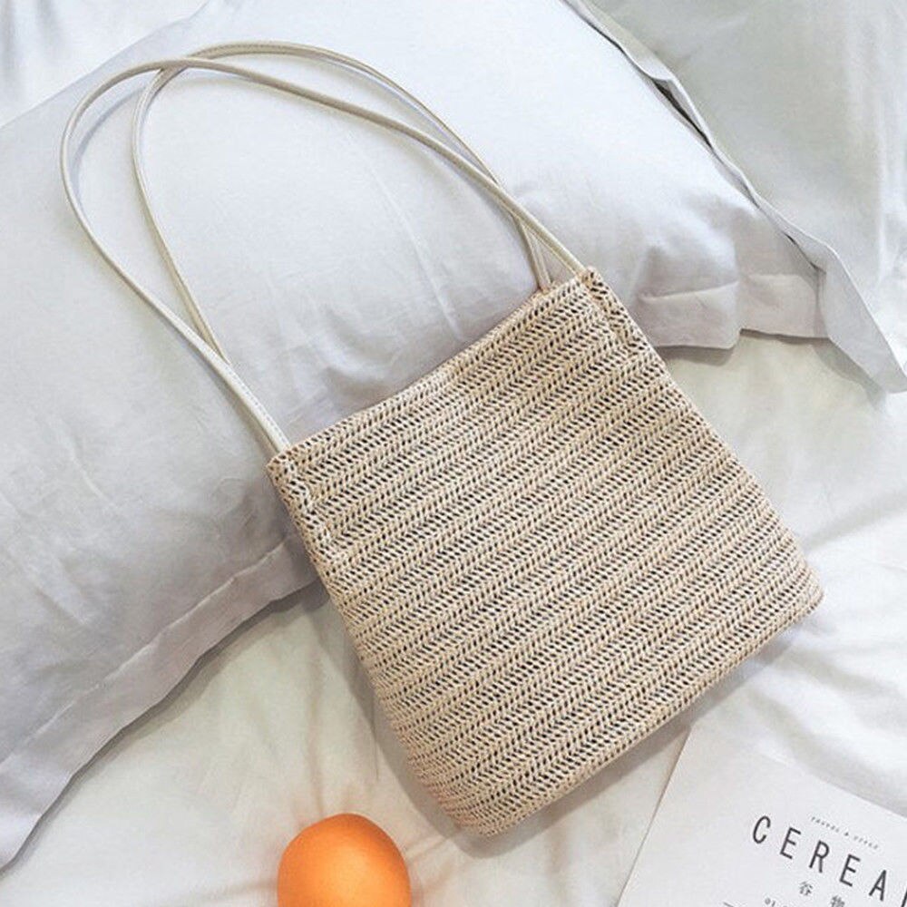 Womens Storage Bags Women Summer Beach Straw Bags Large Woven Bags Purse Tote Handbags Women's Straw Handbag Shoulder Bag Tote