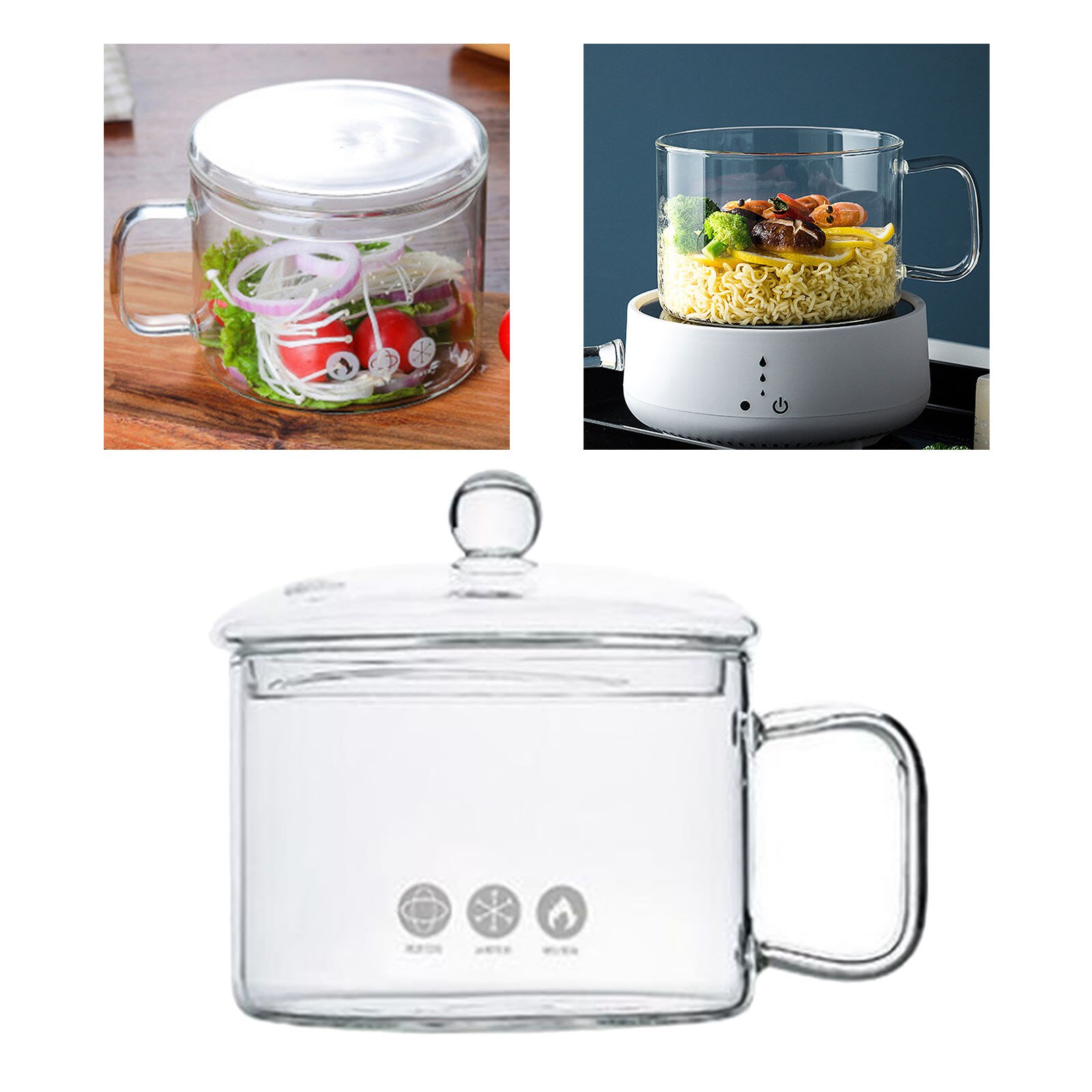 Glass Salad Bowl Noodles Bowls Heat-Resistant Soup Bowls BPA Free Instant Noodle Pan Fruit Container Microwave Tableware