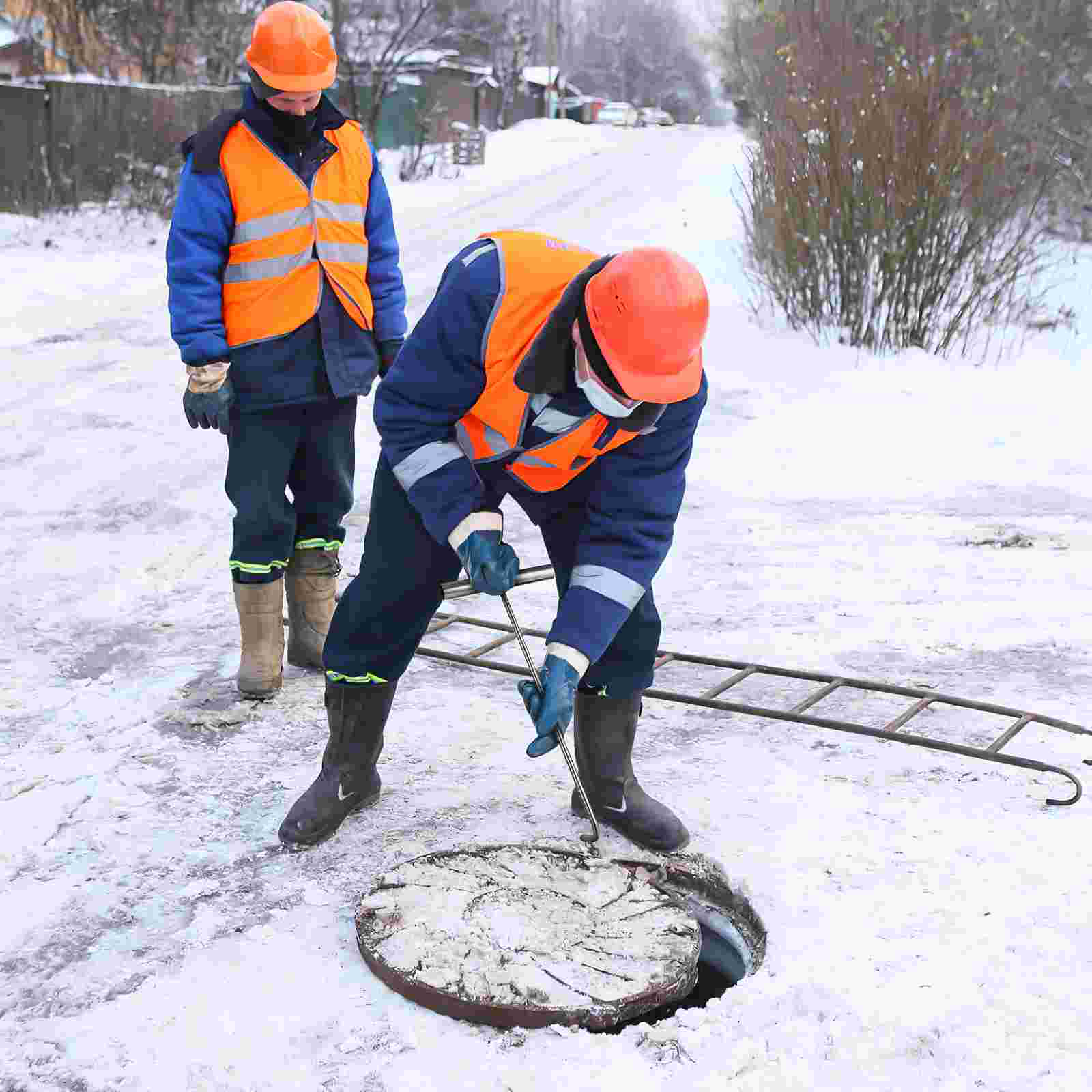 1 t-krok i rustfritt stål 38cm diameter 8mm løfteverktøy for kumlokk med sløv spiss, robust kloakkvedlikehold, enkel å åpne brønnlokket med