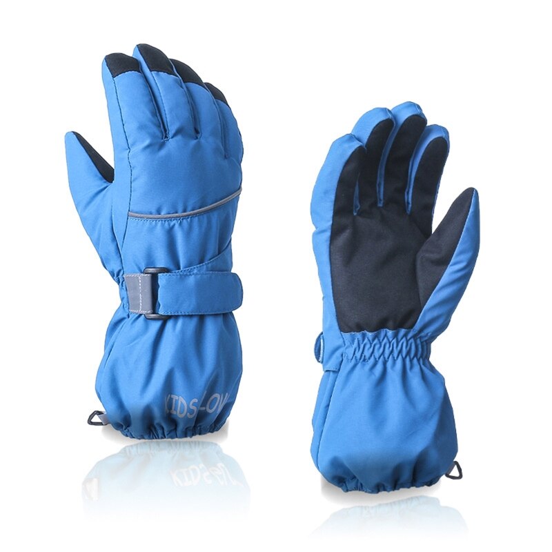 Kinder Winter Warme Ski Handschuhe Kinder Dicke Wasserdichte Volle Finger Handschuhe Outdoor Sport Snowboard Handschuh für 4-14 Jahre alte Kinder: S Blue