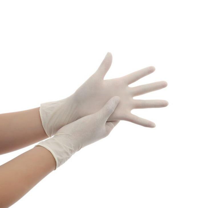 Handskar 100 st vit blå engångs latex nitril handskar latex för hushållsrengöring produkter industritvätt, handskar s,m,l