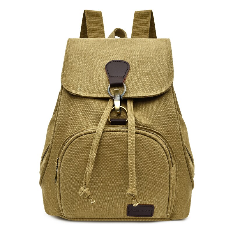 Mannen canvas rugzakken vintage schooltas voor tienermeisjes retro college student mannelijke schooltassen stoffen rugzak: Khaki
