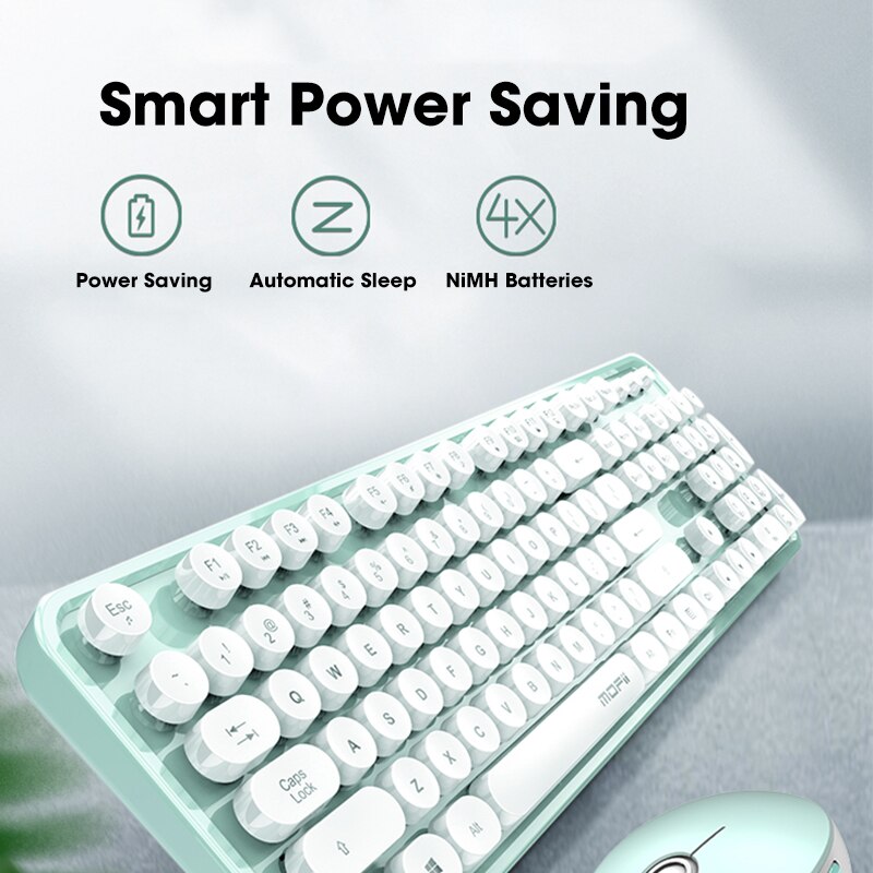 Mofii Wireless Keyboard and Mouse Combo USB Multimedia Girl 104 keycaps Keyboard and Mouse Set for Mac Computer Desktop Laptop