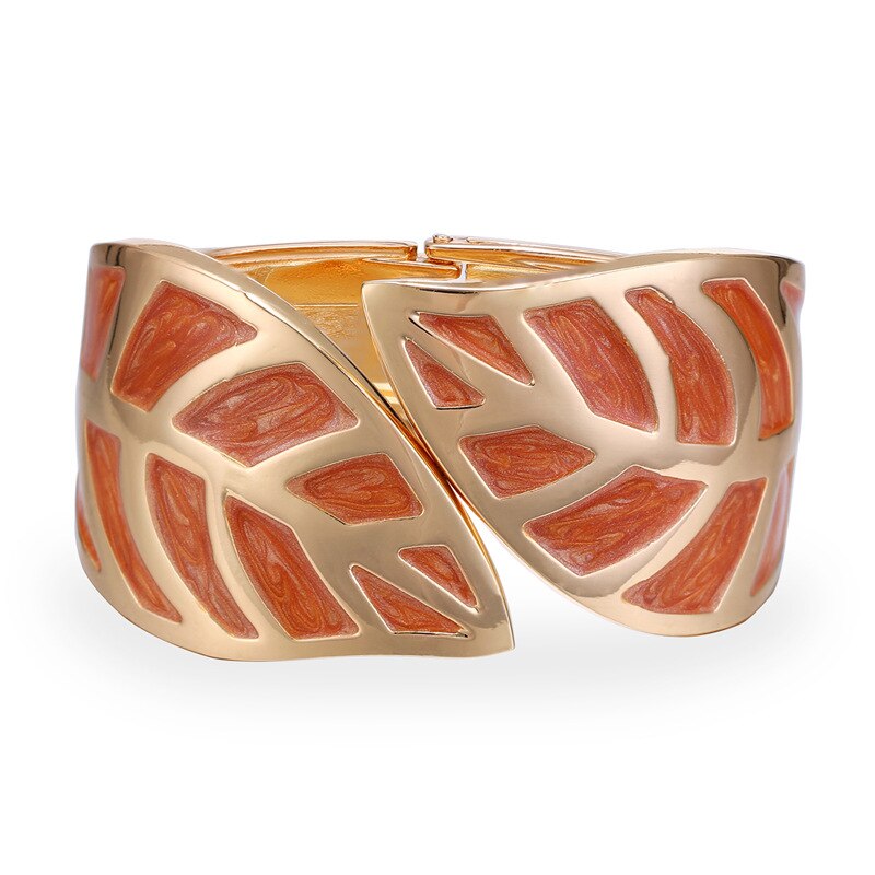 Braccialetti e braccialetti a forma di foglia di metallo a olio gocciolante per donna Femme apertura regolabile Pulseira Feminina