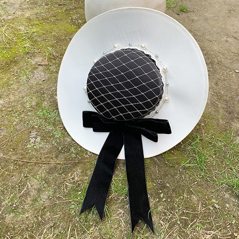 Sinamay – chapeaux de mariage Vintage en perles pour femmes, filet de mariée, blanc, noir, accessoire de mariage, fascinateur, voile de cage à oiseaux