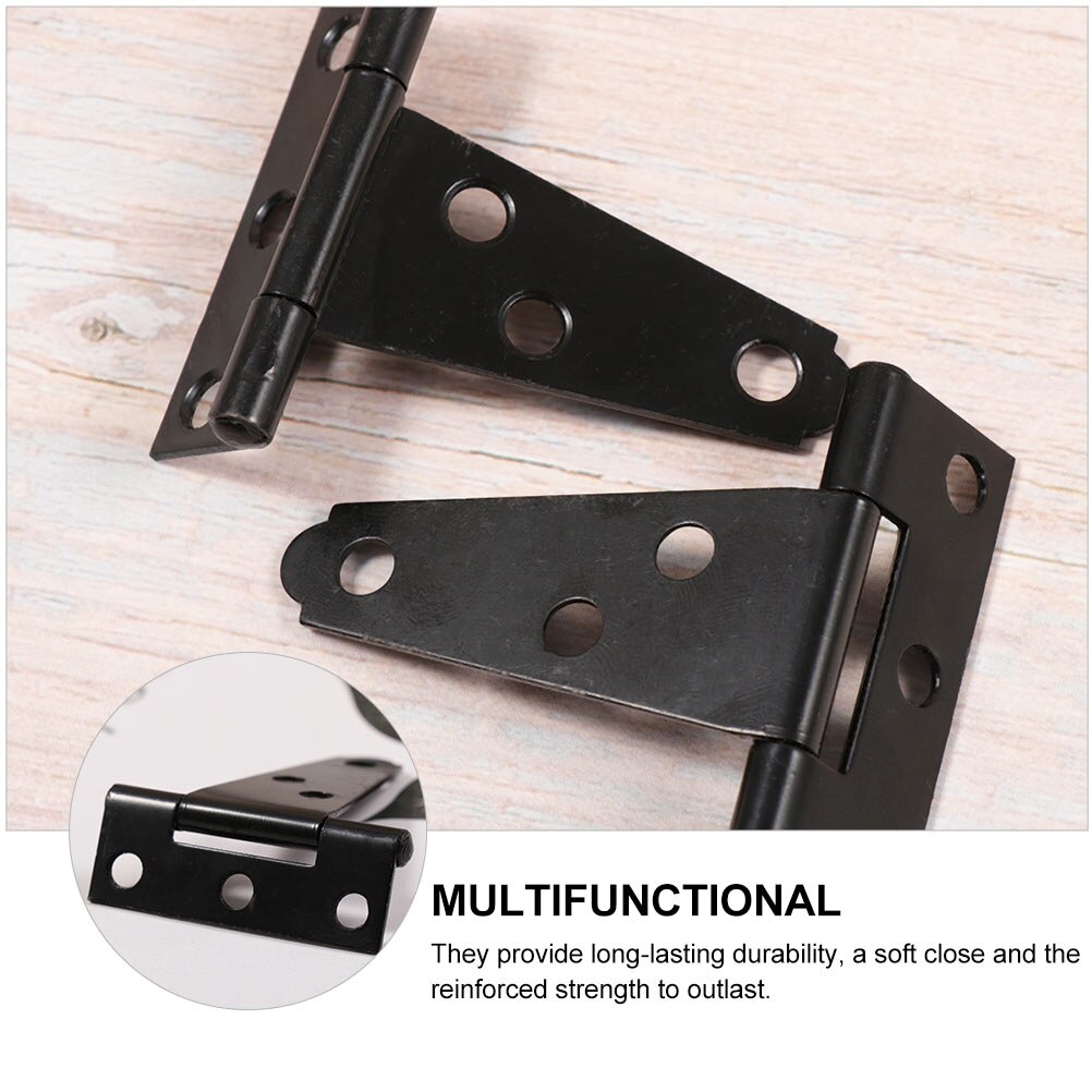 6pcs T-Strap Door Furniture Hinges Carbon Steel Cupboard Hinges Accessories