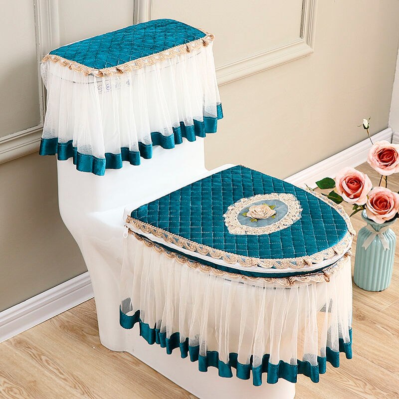 3 Teile/satz Wc Sitz Ring Wc Pad Verdickt Warme Wc Europäischen hoch-Klasse Wc Sitz Abdeckung einstellen: Stil B-Grün