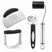 Baking Tools Stainless Steel Pastry Tool Set with Pastry Cutter, Dough Blender, Ravioli Cutter, Pastry Rolling Pin