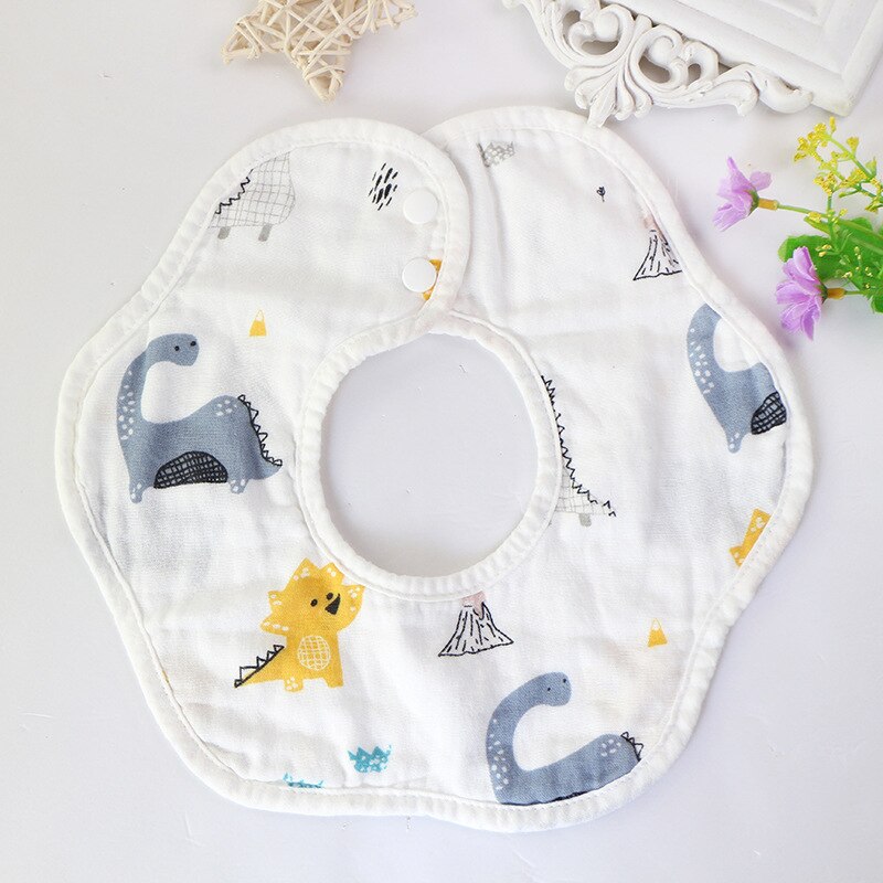Cartoon Kinderen Slabbetjes 360 Roterende Bloemblaadje Bib Vier-Layer Mousseline Katoenen Baby Speeksel Slabbetjes Voeden Zorg Rijst Zak Leuke baby Slabbetjes