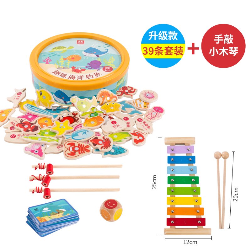 Kinderen Baby Educatief Speelgoed Vis Houten Magnetische Vissen Speelgoed Set Spel voor Kinderen met Box