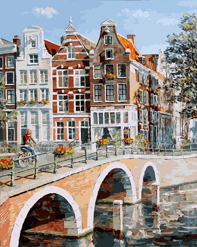 Pintura de HUACAN por números, paisajes de ciudad, Kits pintados a mano, pintura al óleo DIY sobre lienzo con dibujo de números, paisaje, decoración del hogar,: SZHC206