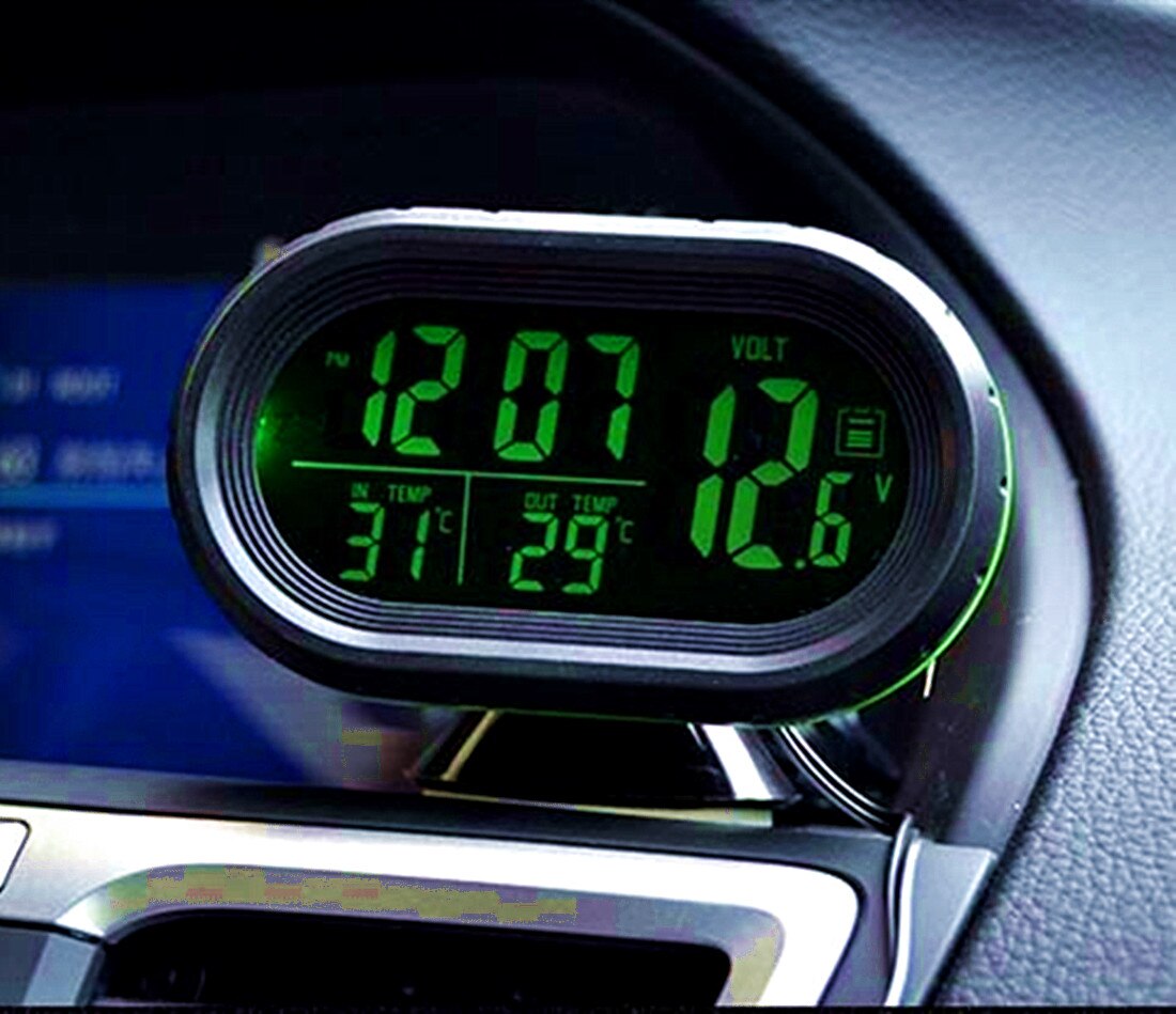 Elektronische Auto Thermometer 3 In 1 Multi-Functie Auto Digitale Auto Thermometer Auto Klok Led Klok Voltmeter Spanning Teste