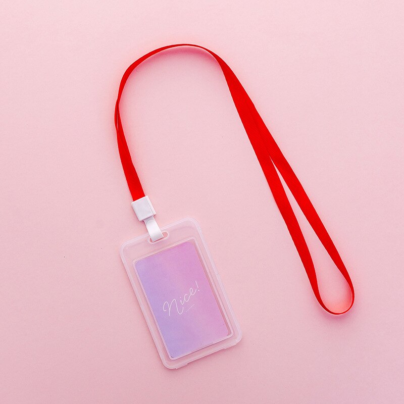 16 Styles Lovely Transparent ID Card Badge Holder Practical Kids Student Use Name ID Card Case Cover With Long Lanyard: Q