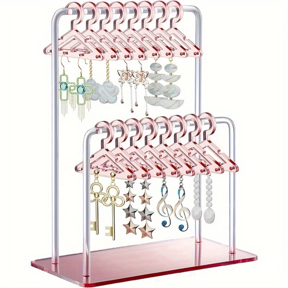 Jewelry Organizer 16pcs Hangers Shaped Jewelry Holder Detachable Acrylic Dangle Earrings Display Racks Transparent Stable: WHITE
