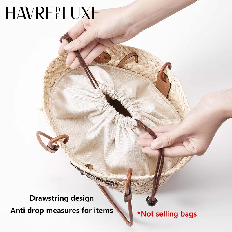 Straw woven bag organizer insert bag charm for LEW Basket bag support inner liner bags accessories