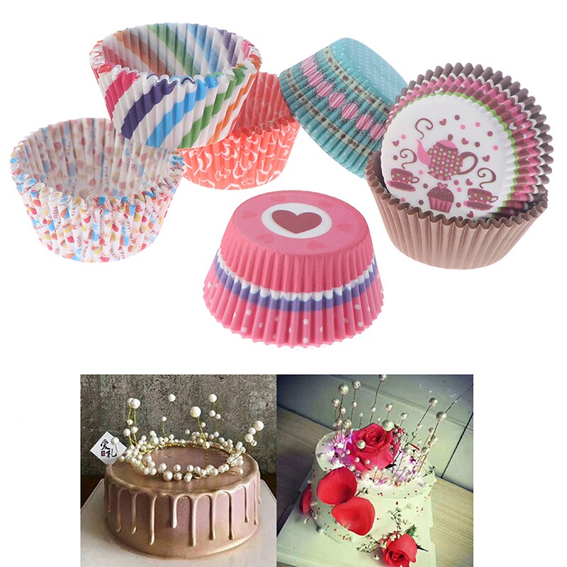100 stk hjem bordservice engangskage papir kopper søde festforsyning cupcake wraps