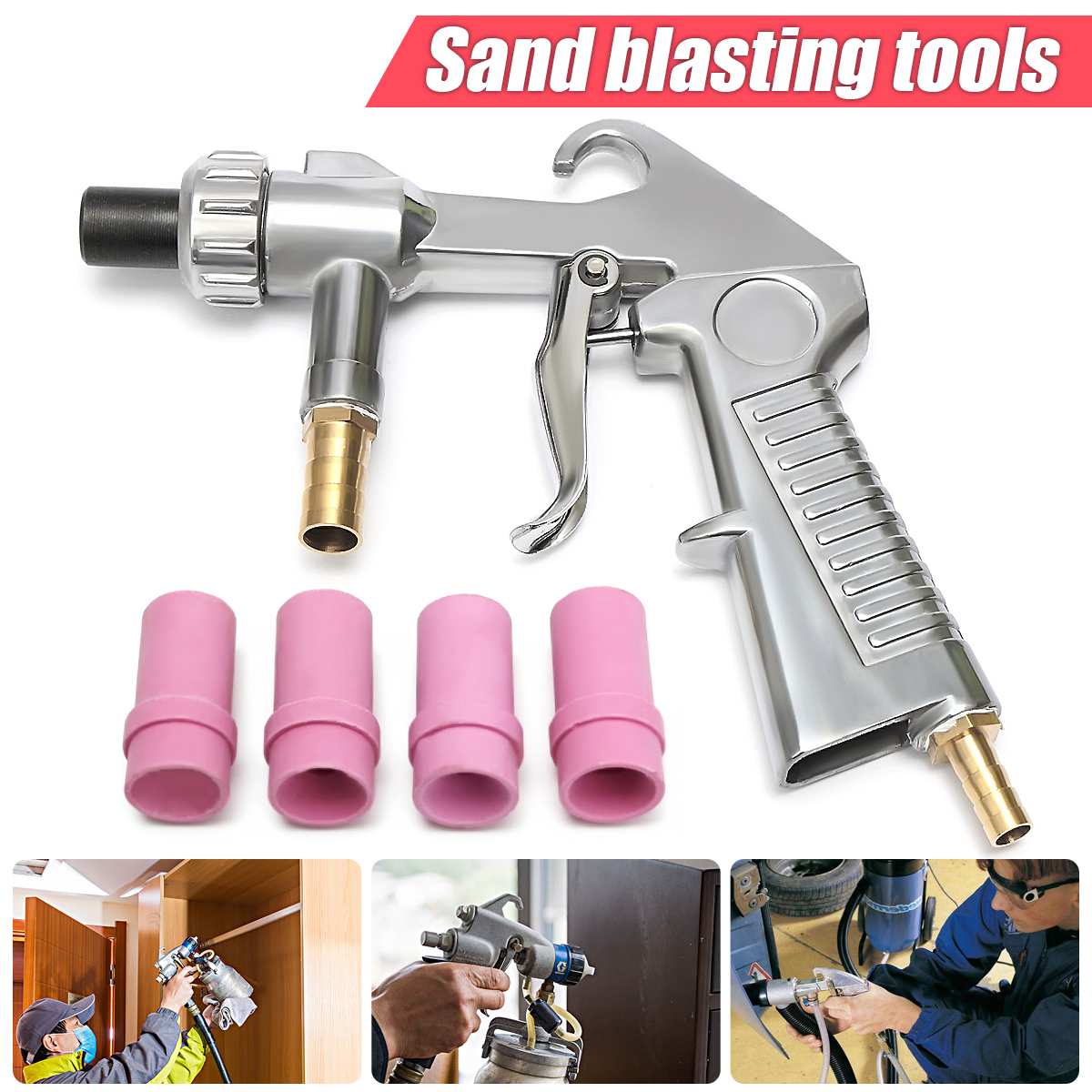Sandblaster Feed Blast Guns Air Sifon Zandstralen Schurende Tool Keramische Nozzles Tips Kit Power Tools Spuit