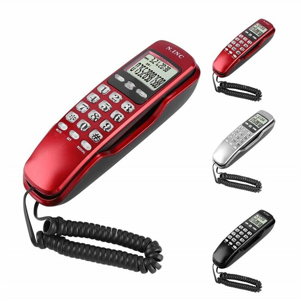 Ajuste do toque do escritório em casa do hotel mini portátil moda com fio telefone chamada de memória caller id fixo display lcd negócios