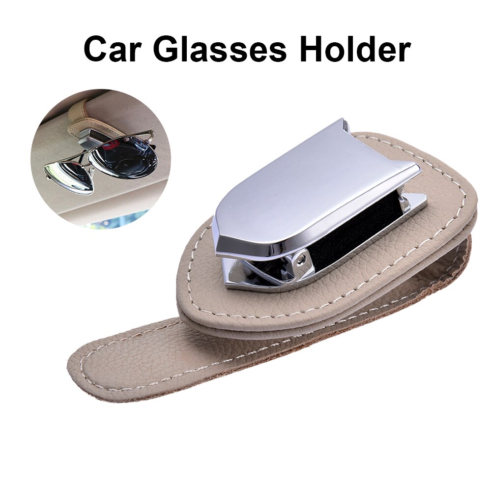 Car Visor Sunglasses Holder Spring Glasses Leather Holder Universal Goggle First Layer Mounted With Ticket Card Clip