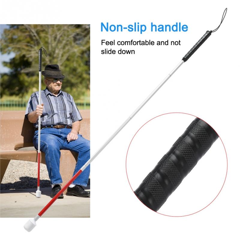 13mm diametre sammenfoldelig reflekterende anti-slip stok krykke bærbar anti-chok guide spadserstok til blinde mennesker