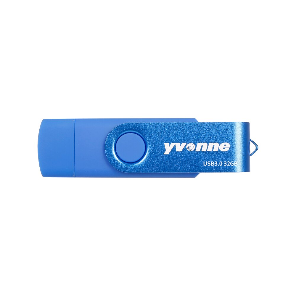 yvonne YT602-3 Rotating OTG USB Flash Drive Double Ports USB3.0 U Disk High Speed USB Flash Memory Stick for Mobile Phone/Laptop: Blue 32GB