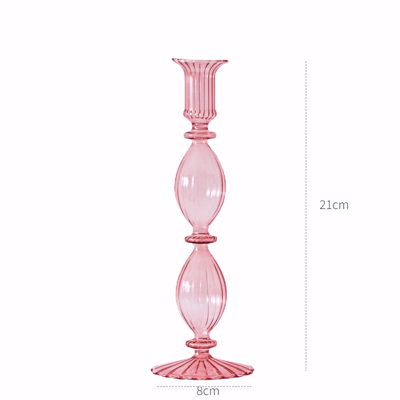 1pc Pink Glass Candle Holder Taper Candles Candlesticks Holder Wedding Table Centerpieces Nordic Home Decoration Vases: Chocolate