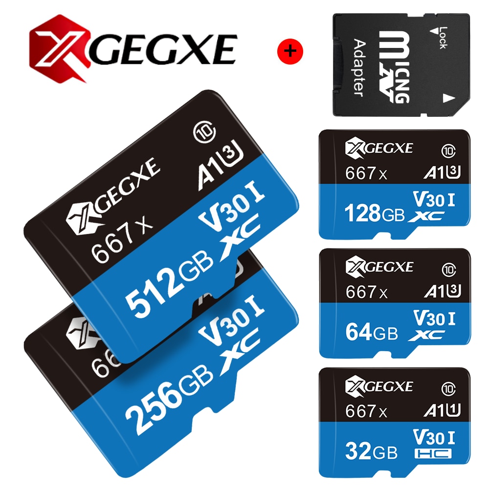 XGEGXE Geheugenkaart 64gb Micro Sd-kaart 32gb 128gb 256gb 512gb TF Kaart Cartao de memoria Klasse 10 Voor tablet tot 98 MB/s
