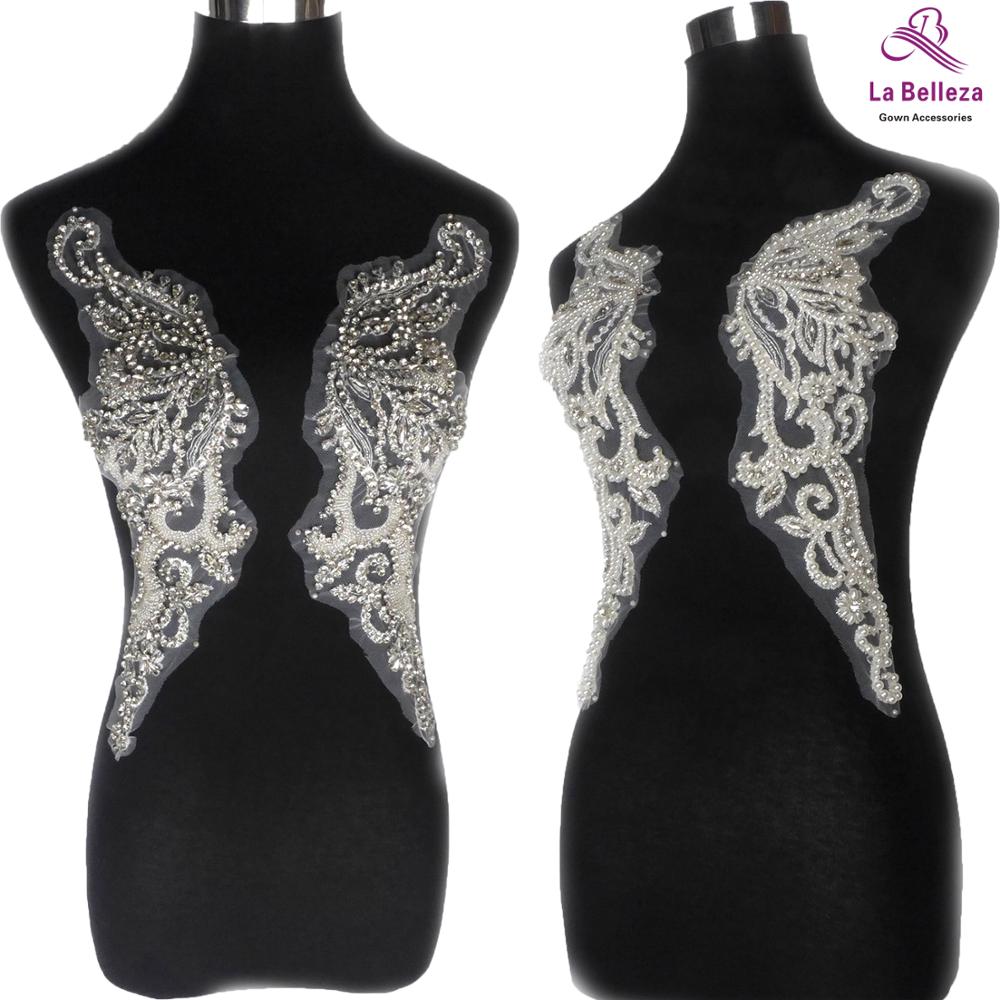 La Belleza Zilver/Off Witte Handgemaakte Kralen Applicaties 37*11 Cm Door Pair