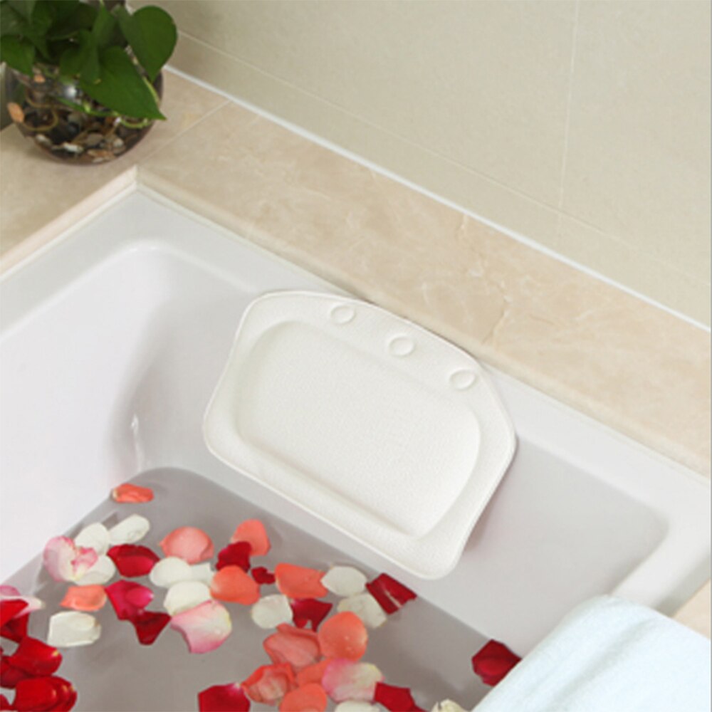 Espuma suave esponja bañera almohada impermeable duchas SPA almohadas de baño reposacabezas con ventosa cuello relaje suministros de baño