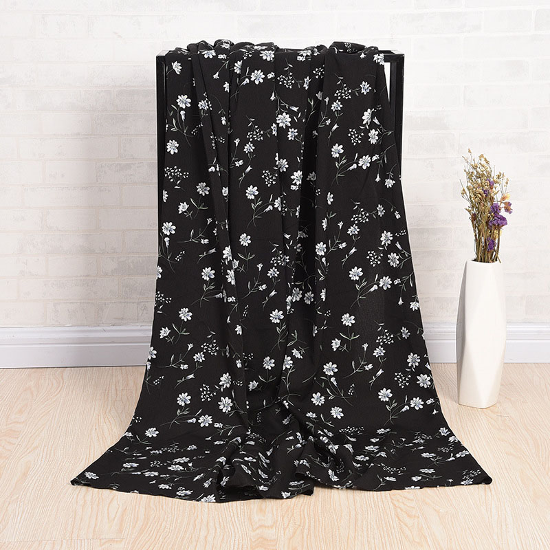 Tela de poliéster impresa tela de gasa Huayao ropa tela estampada tela de gasa Floral de gasa: 3 Black