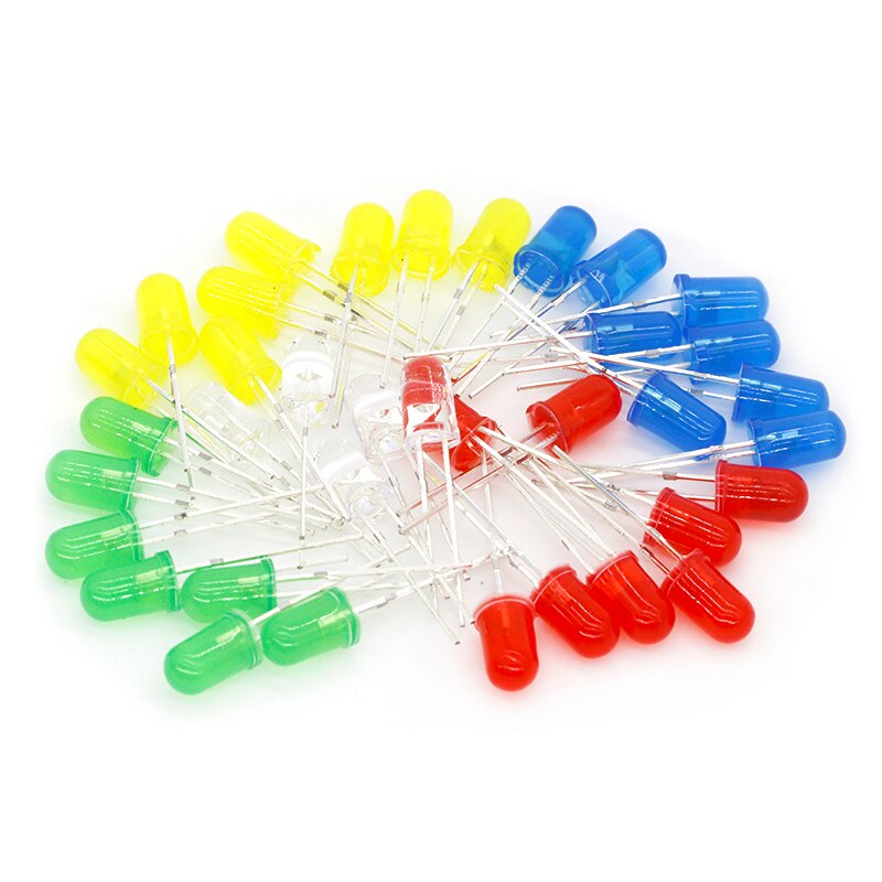 100 stücke 5mm LED diode Licht Assorted Kit DIY LEDs Set Weiß Gelb Rot Grün Blau elektronische diy kit