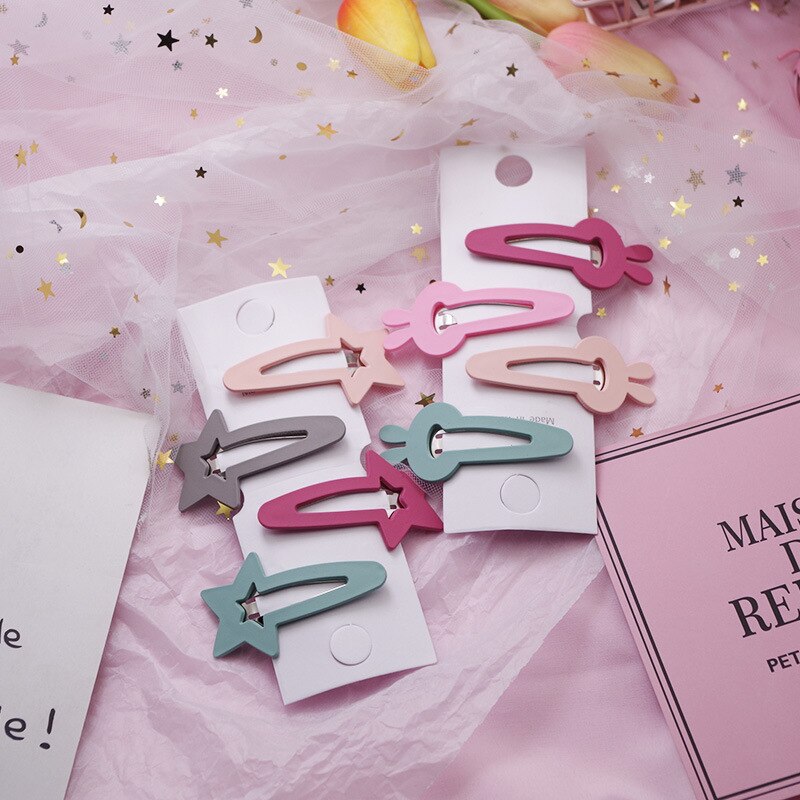 Cute Children Hair Accessories Lovely Star Rabbit Candy Color Girls Hairpins Hair Clip Kids Headwear 4 PCS Baby Clips