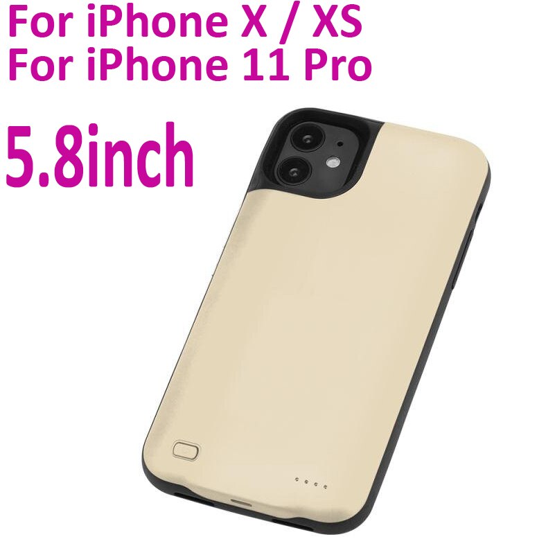 Battery Charger Case For iPhone X XS 11 pro Max Power Case External Battery Pack For iPhone XR XS Max 11 pro Phone charger case: Gold for X XS 11pro