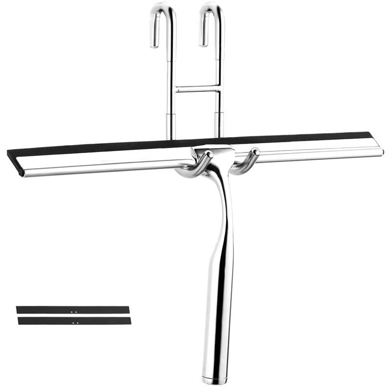 Nal i rustfritt stål dusjvisker 31cm dusjnal uten borevindusavtrekker med vegghenger 2 silikon: Default Title