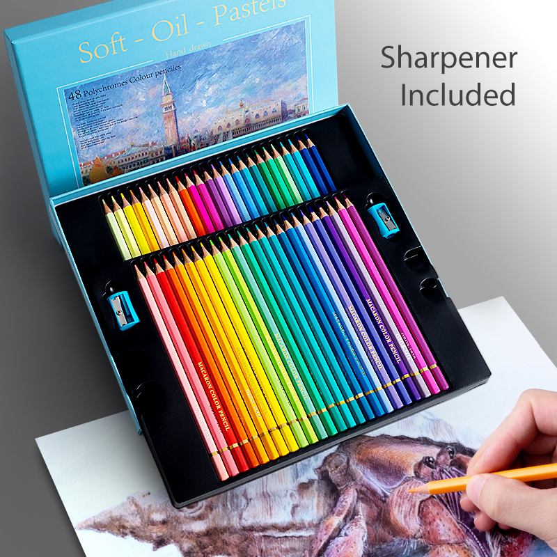 Juego de lápices de colores aceitosos profesionales, caja de cables de colores surtidos para dibujar artistas de pintura, útiles escolares para estudiantes, 24/36/48
