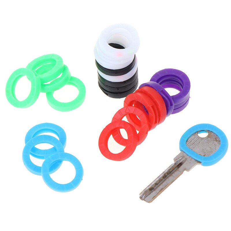 24/32pcs Round Soft Silicone Hollow Multi Color Rubber Soft Keys Locks Cap Key Covers Keyring Elastic Case