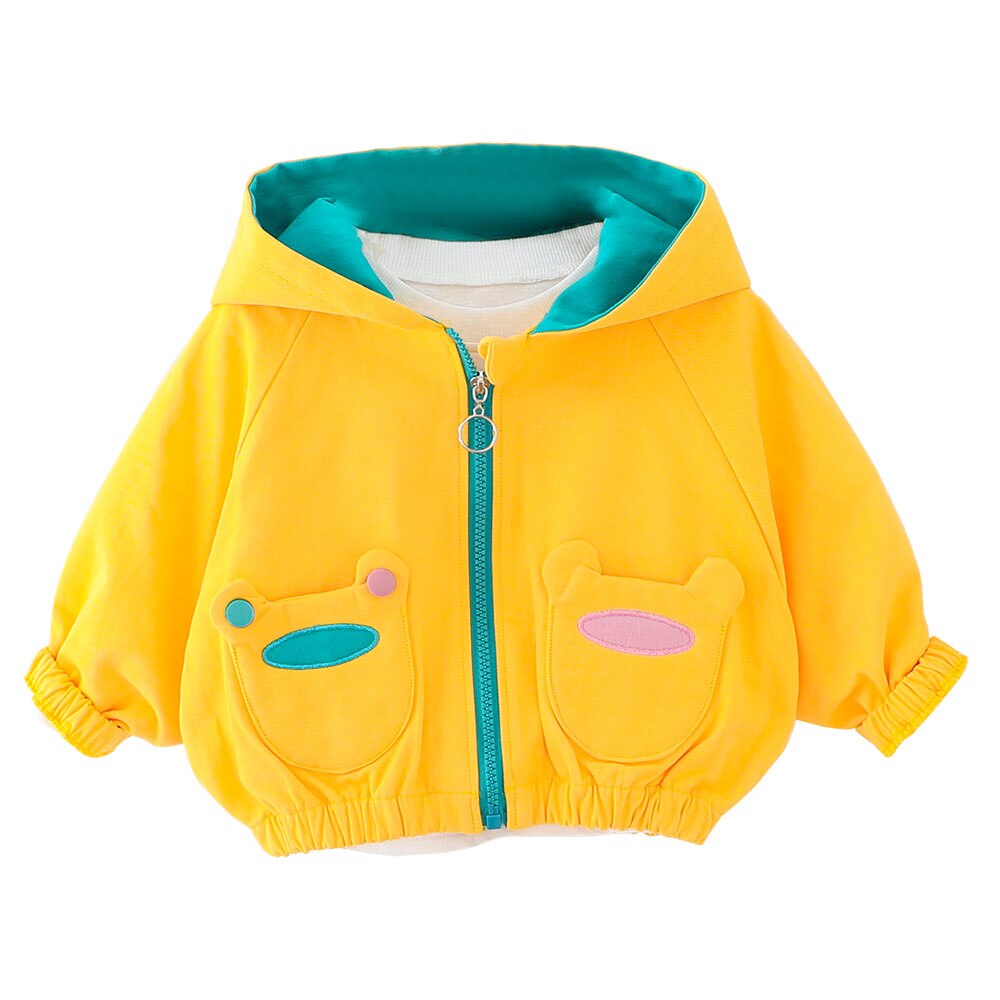 Enfant en bas âge bébé enfants à capuche Trench veste 4T garçons vêtements de sortie dessin animé Lion garçon fille manteaux 3 couleurs haut: Yelow / 4T