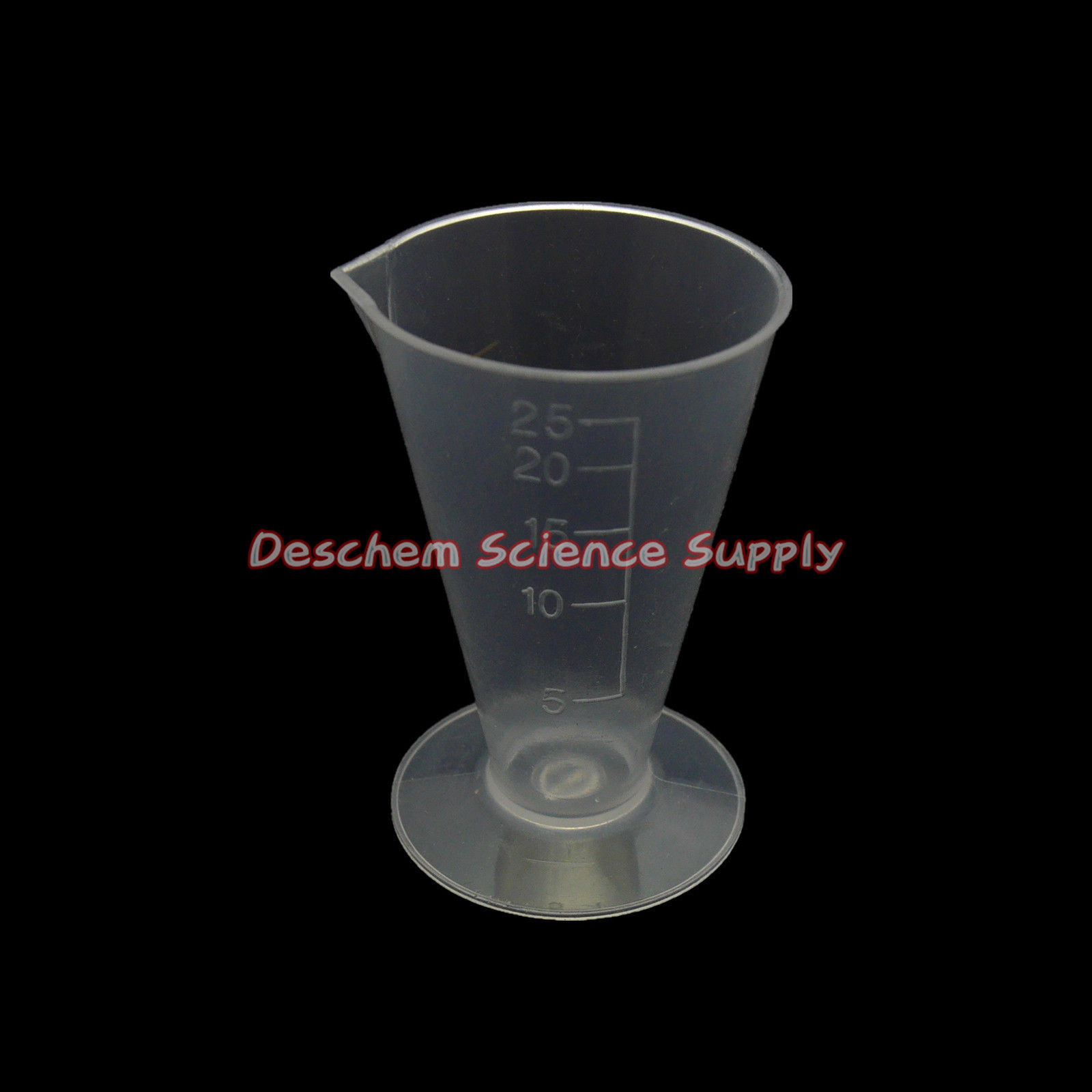 2PCS 25mL Plastic Conical Measuring Cup Lab Chemical Plasticware