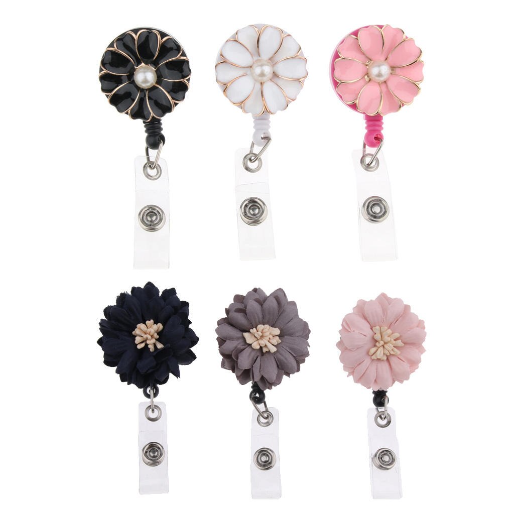 Versenkbare ID Karte Rolle mit Floral Abzeichen Halter Und Swivel