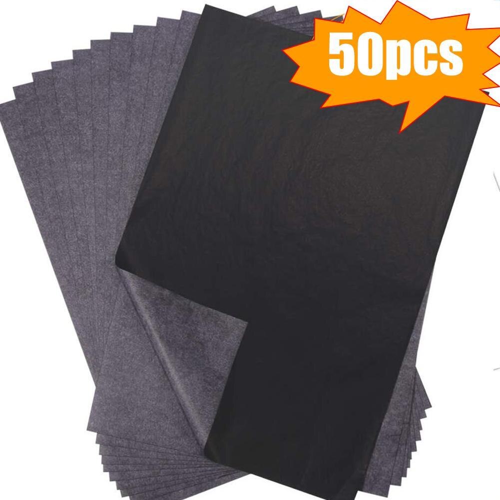 50Pcs/Set Carbon Papers Graphite Single-Sided Black Paper Painting Paper Reusable Painting Accessories Legible Tracing Paper