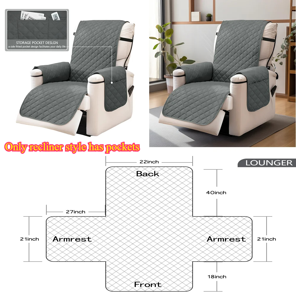 Sofabezüge, wasserabweisender Couchbezug, wendbarer Möbelschutz ohne Tasche, elastische Riemen für freundlicher, Hunde-Sofa-Schonbezug