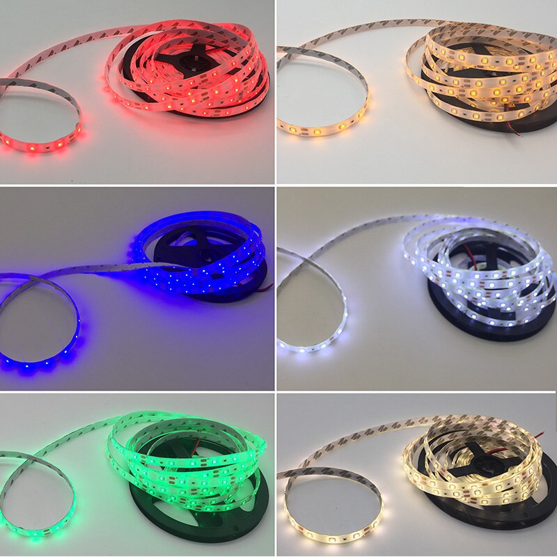 Good 12V 5 meter 300pcs LEDs 60leds/meter SMD5050 Flexible Led Strip White Warm White Blue Green Red Yellow RGB cuttable strips