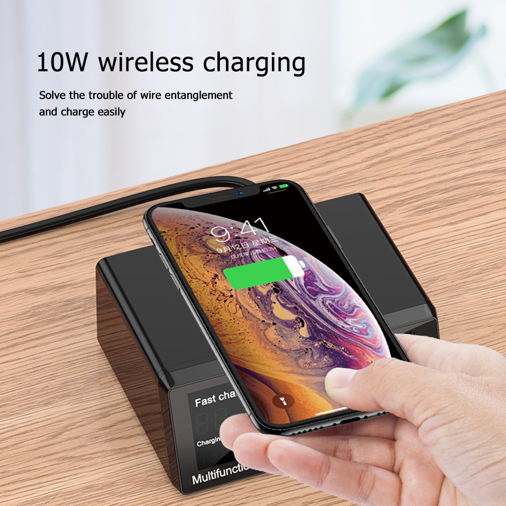 100W Multi USB Ladegerät Bahnhof PD 20W schnell aufladen 3,0 Qi Drahtlose Ladegerät 8 USB Häfen Schnelle Ladung Bahnhof für iPhone Huawei